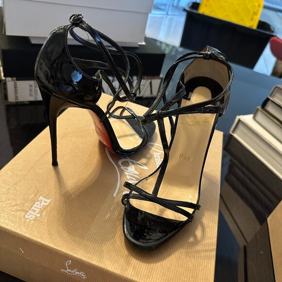Christian Louboutin Patent 100 T-Strap Sandals 37 - Picture 1 of 6
